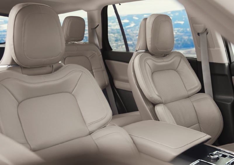 The interior of a 2024 Lincoln Aviator® SUV in the Sandstone interior color | Palmetto Lincoln in Charleston SC