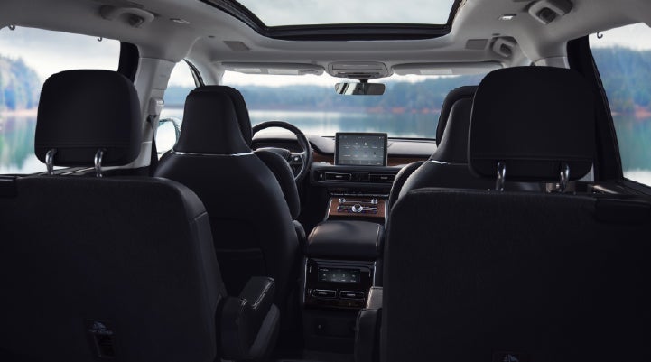 The interior of a 2024 Lincoln Aviator® SUV from behind the second row | Palmetto Lincoln in Charleston SC