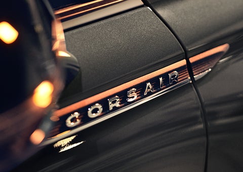 The stylish chrome badge reading “CORSAIR” is shown on the exterior of the vehicle. | Palmetto Lincoln in Charleston SC